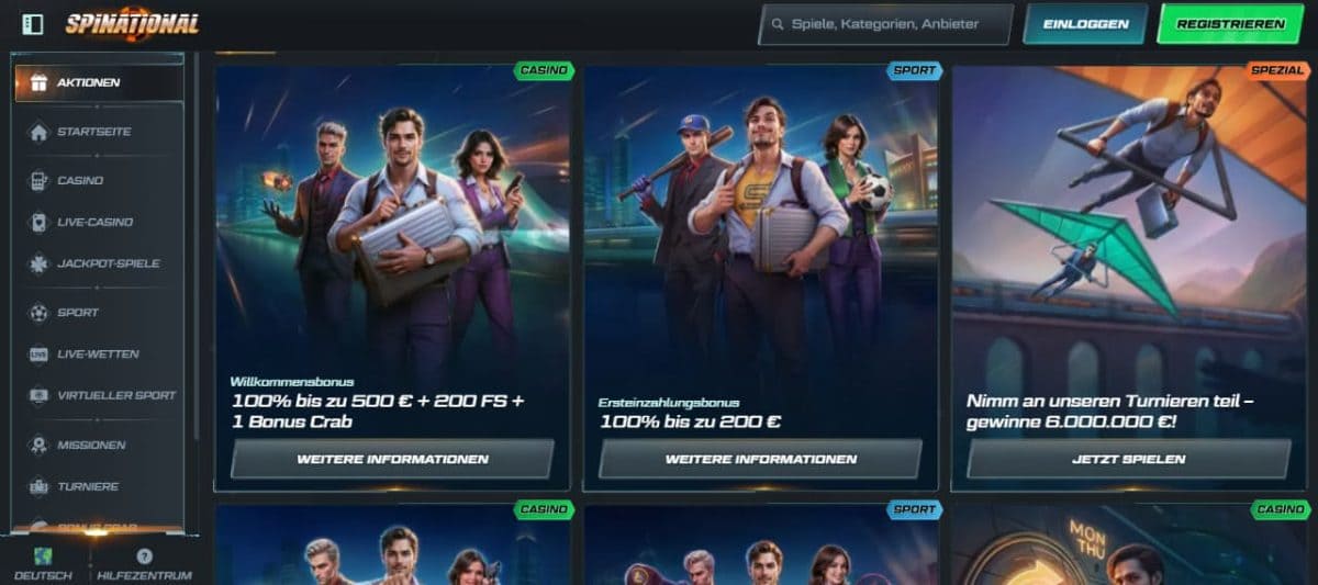 Spinational Casino Boni 2026 – 1.000 € + Anmeldung DE image 1